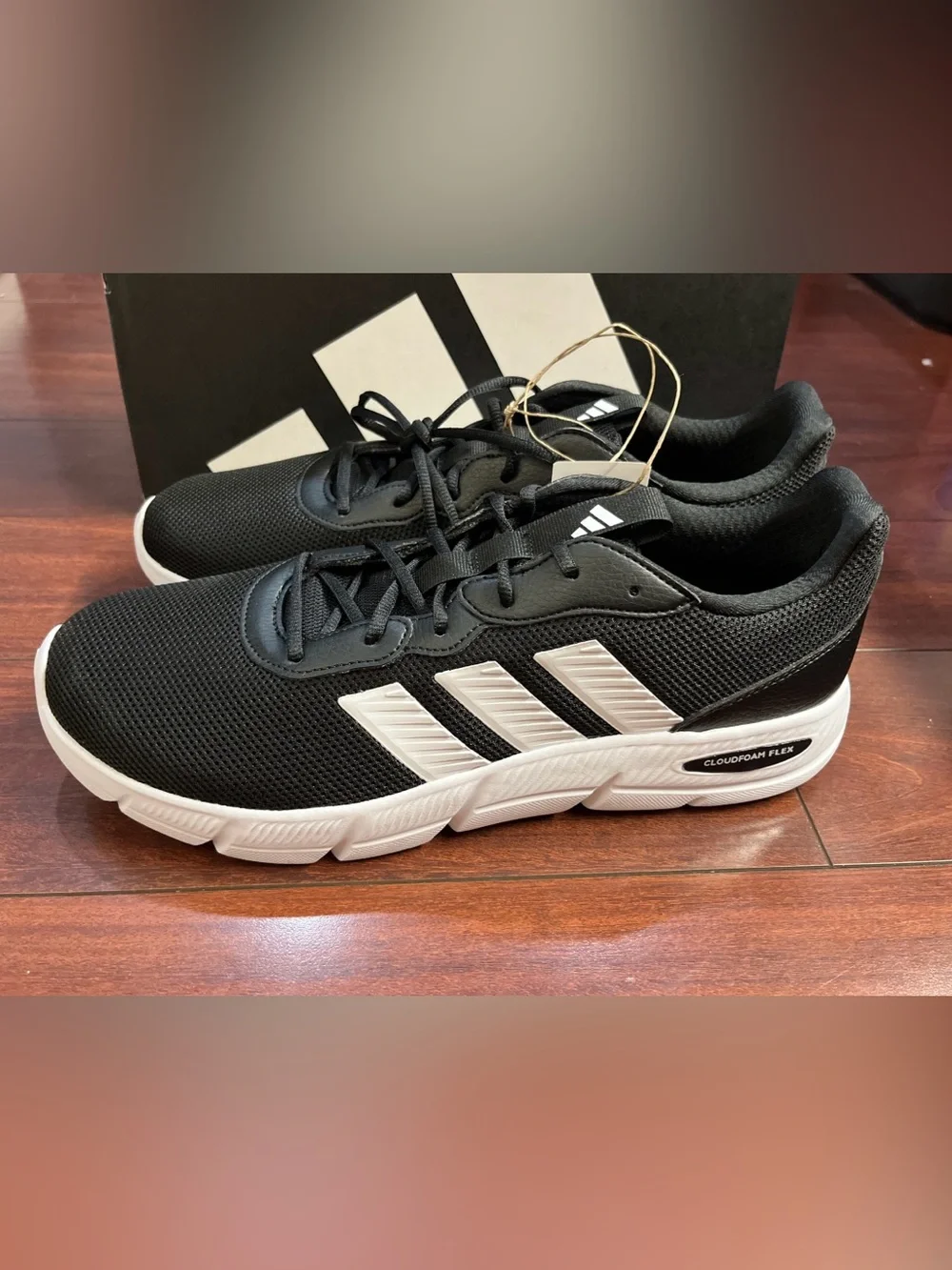 Mens 13 Adidas Cloudfoam Flex - Laces Black Shoe Sneaker Walking Running New Box